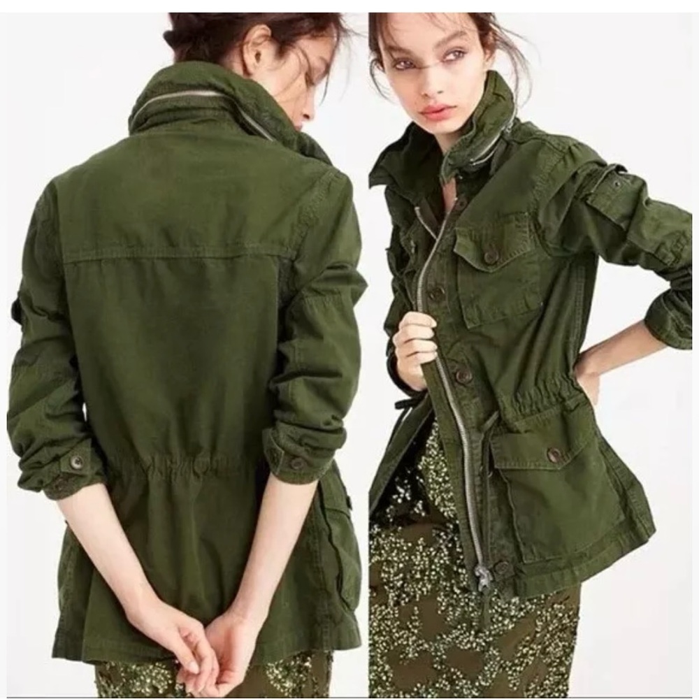 J.CREW Hunter Green Cotton Field Mechanic Military Utility Jacket Size Small